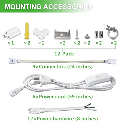 12Pack 8FT LED Shop Light Garage Lights (12 Count)
