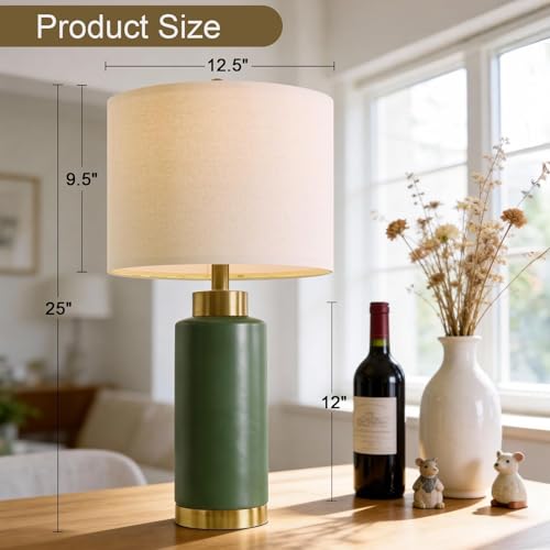 25" Green Ceramic Table Lamp Set of 2 (2 Count)