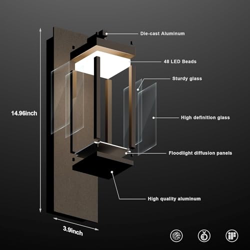 Modern Motion Sensor Outdoor Wall Light Sconce with Glass