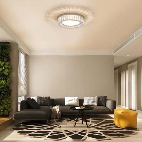 15 Inch Dimmable Modern Crystal LED Flush Mount Ceiling Light