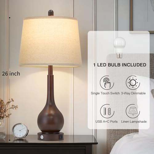 26" Brown Table Lamp Single