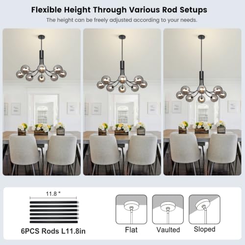 Mid Century Chandelier Modern Sputnik Light Fixture for Dining Room 32''