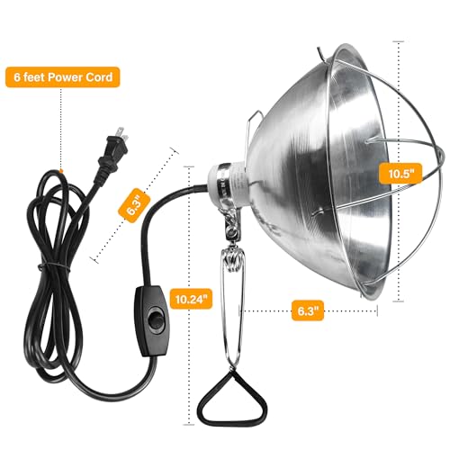 Clamp Lamp Light with 10.5 Inch Aluminum Reflector and Ceramic Base