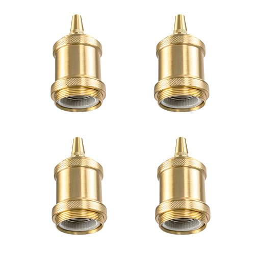 4 Pcs Brass E26 Bulb Socket Adapter Kit for Farmhouse Lighting Accessories for Vintage Industrial Wall Sconce Pendant Fixture DIY Replacement