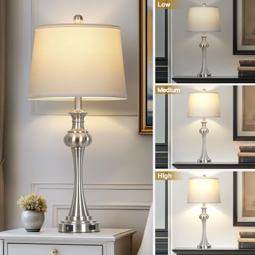 28.75" Silver Table Lamps for Living Room (2 Count)
