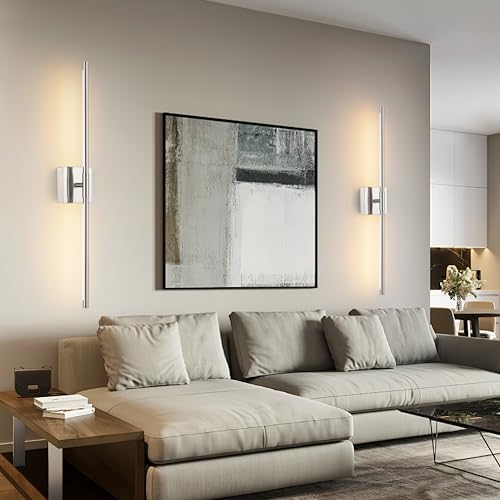 Sand Nickel 24 Inch Battery Operated Wall Sconces Set of 2 (2 Count)