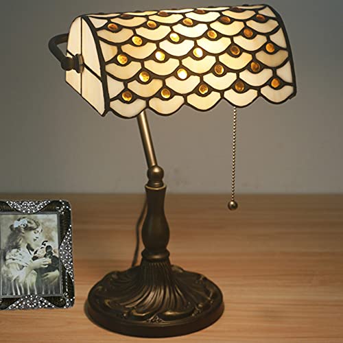 Tiffany Style Bankers Table Lamp Stained Glass Piano Desk Lamp Vintage Bedroom Bedside Lamp for Study