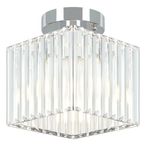 Modern Crystal Ceiling Light Fixture Chrome Hallway Entryway Light Fixtures