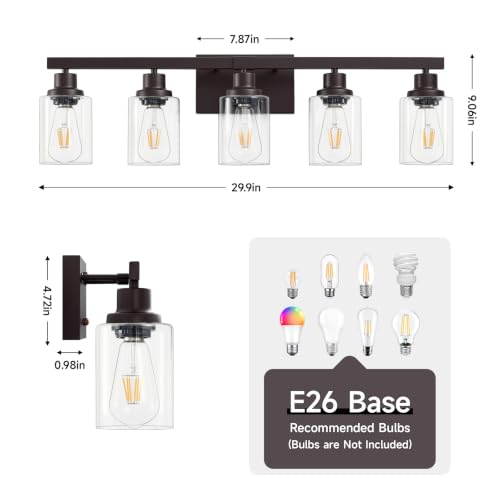 5 Light Oil Rubbed Bronze Bathroom Light Fixtures