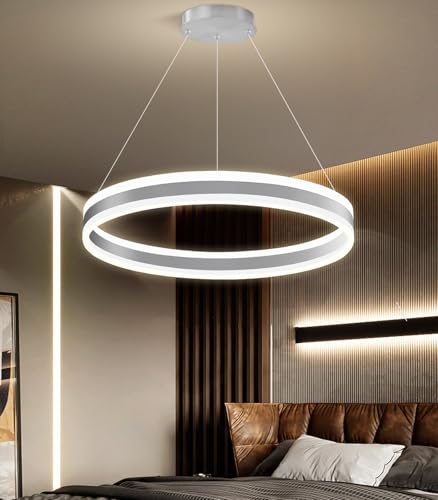 D23.6'' Modern Ring Chandelier for Dining Room LED Dimmable Pendant Lighting High Ceiling Chandelier for Living Room Foyer Bedroom Entryway 3000K