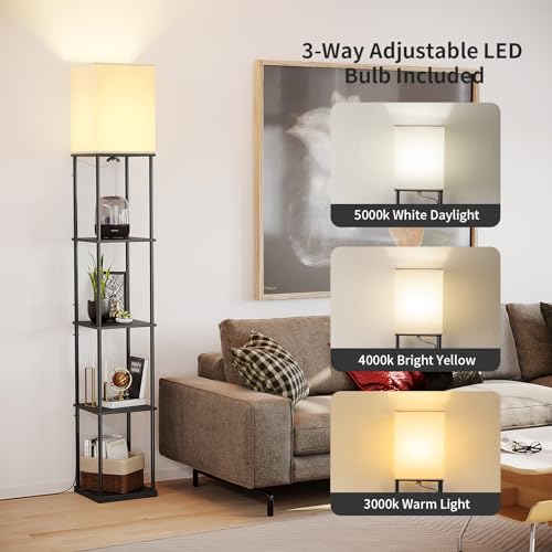 5 Tier Floor Lamp with Shelves