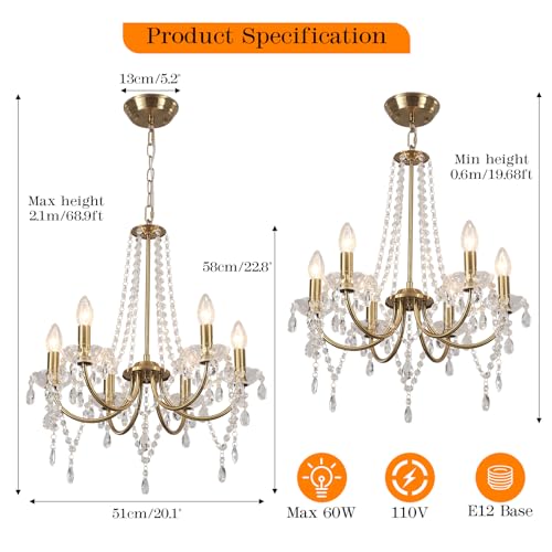 Crystal Gold Chandeliers for Dining Room Modern Ceiling Light Fixture