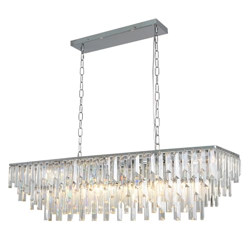 39" Modern Rectangle Crystal Chandelier