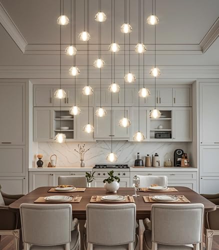 24 Lights Modern Rectangular Crystal Chandelier LED Raindrop Ceiling Pendant Light Crystal Lighting Fixture for Living Room Hotel Staircase Hallway Foyer Entryway Bedroom Black