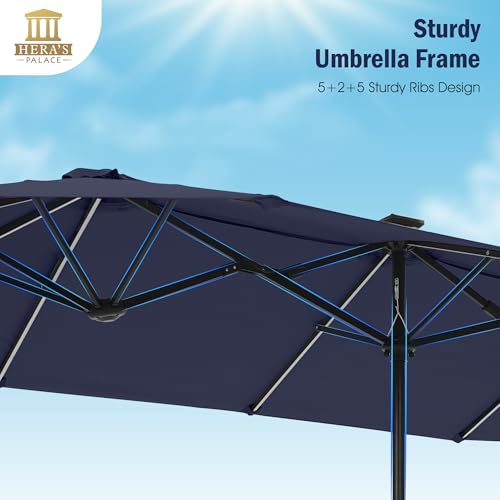 13 ft Patio Umbrella with 120 LED Solar Lights Outdoor Umbrella