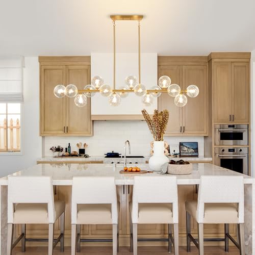 55" Linear Chandelier Swirled Glass Gold Sputnik Chandelier