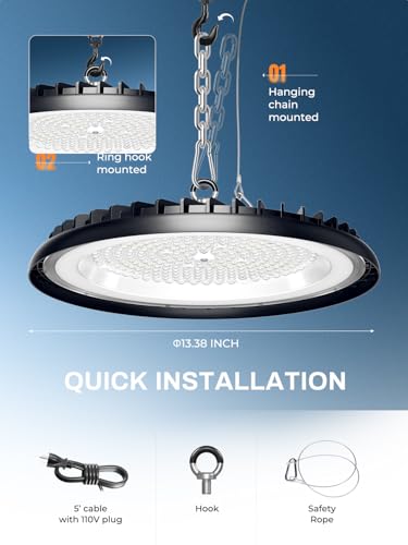 250W High Bay LED Shop Light 30000LM Industrial Grade 100V
