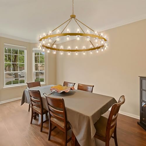 48 Inch Gold Crystal Wagon Wheel Chandelier