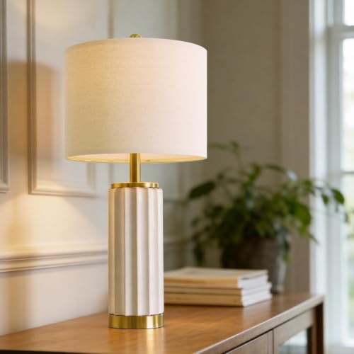 25.75" Off White Ceramic Table Lamp Set of 2 (2 Count)