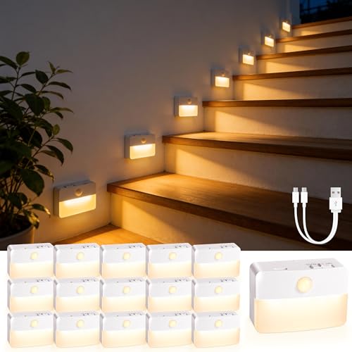 16 Pack Rechargeable Motion Sensor Stair Lights for Indoor (16 Count)