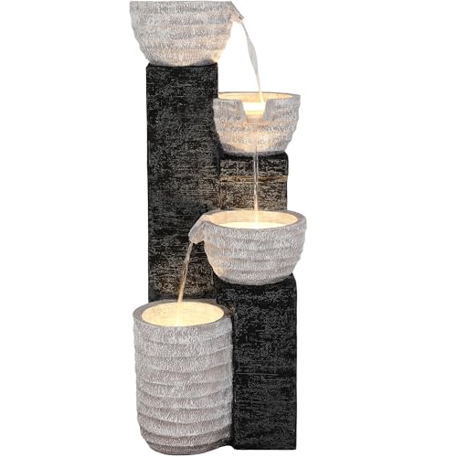 40" H Outdoor Water Fountain with LED Lights & Pump
