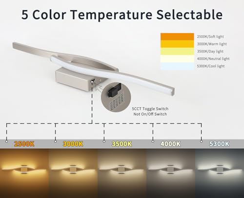 Bathroom Vanity Light Modern Bathroom Lighting Fixture Over Mirror Brushed Nickel 5CCT Dimmable Led Bath Vanity Light Bar 31.5 Inch