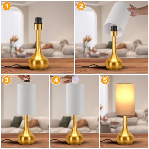 Touch Gold Table Lamp for Nightstand