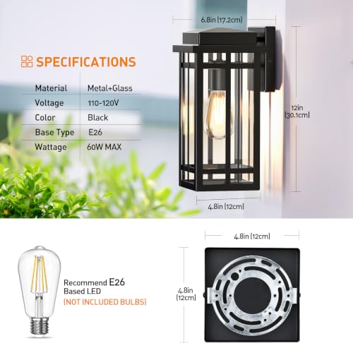 12'' Outdoor Wall Lights 2 Packs (2 Count)