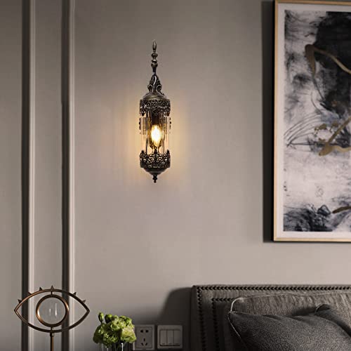 Antique Gothic Glass Wall Sconce for Bedroom