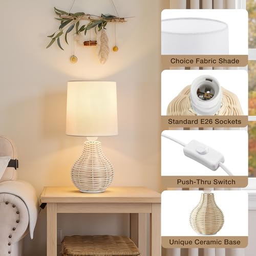 Rattan Table Lamp Boho Lamps Set of 2 (2 Count)
