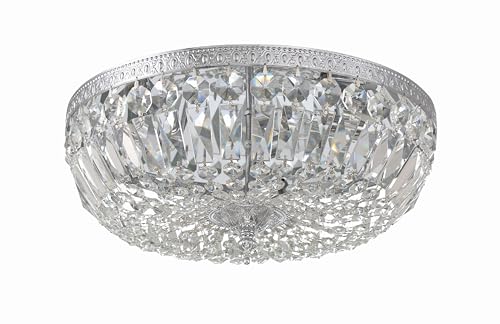 3 Light Spectra Crystal Polished Chrome Flush Mount