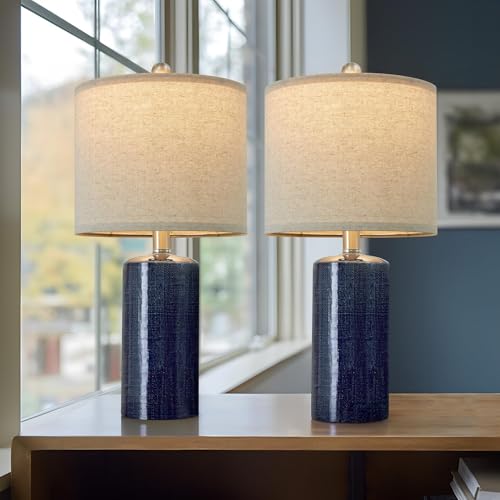 Small Table Lamps Set of 2 for Living Room 20.25" Blue Lamps Bedside Lamps (2 Count)