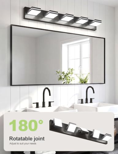 5 Light Bathroom Vanity Light (Black-5CCT / 34.3-Inch)