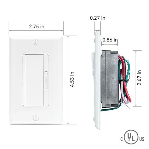 6 Pack LED Dimmer Light Switch Single Pole or 3 Way Dimmable Light Switch Compatible with LED CFL Halogen and Incandescent Bulbs with Adjustable Minimum Brightness UL Listed White (6 Count)