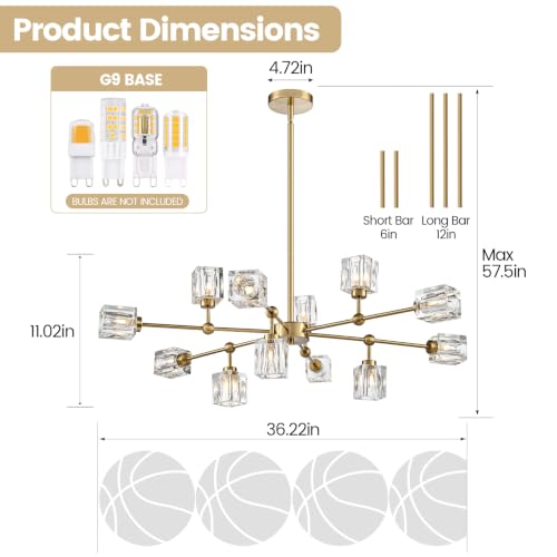 Sputnik Crystal Chandelier with 12