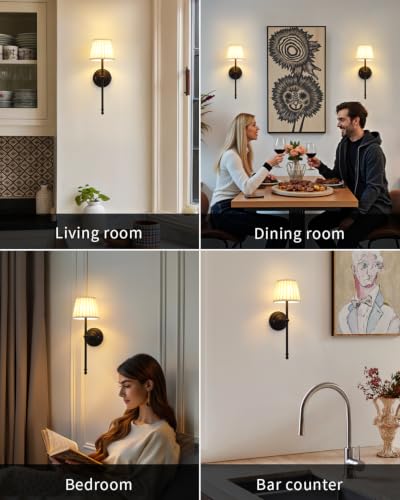 Black Cordless Wall Sconces Set of 2 (2 Count)
