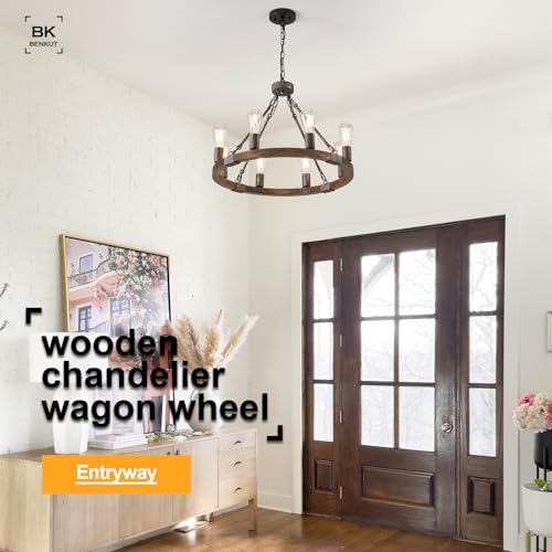 Farmhouse Wagon Wheel Chandelier 24" 8