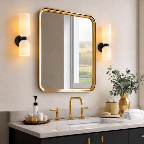 Black Wall Sconces with Milky White Glass