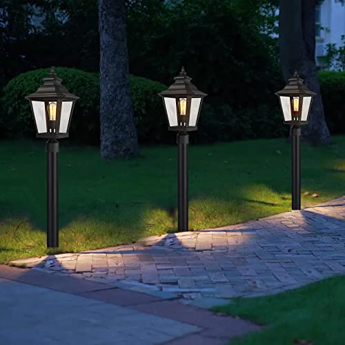 Large Outdoor Post Light Fixtures 21'' Lamp Post Light Fixture Black Finish Waterproof Anti