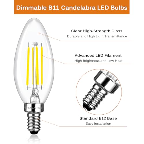 E12 LED Candelabra Bulbs 60 Watt Equivalent (6 Count)