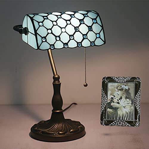 Tiffany Style Bankers Table Lamp Stained Glass Piano Desk Lamp Vintage Bedroom Bedside Lamp for Study