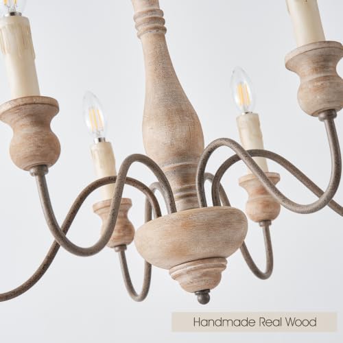 French Country Wood Chandelier for Dining Room
