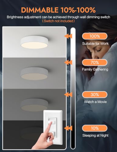 Dimmable Modern White Flush Mount LED Ceiling Light Fixture (White / 11.81 inch)