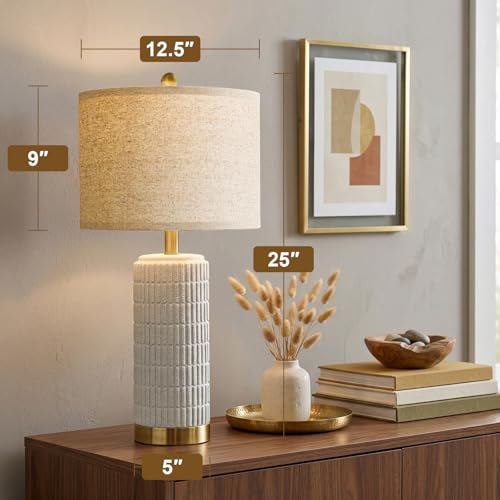 Farmhouse Table Lamps for Living Room Set of 2 with Gold Base (2 Count)