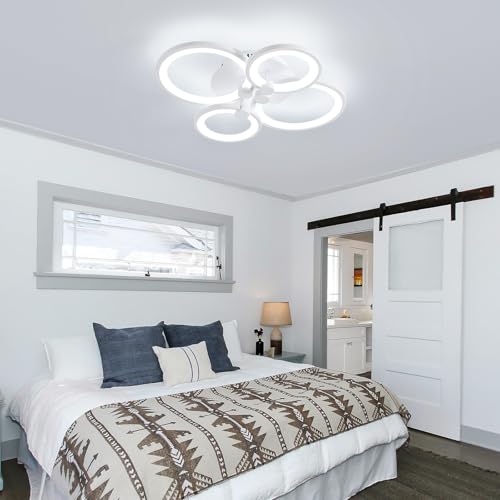 Modern LED Ceiling Lights Fixture Dimmable Flush Mount White Acrylic 4