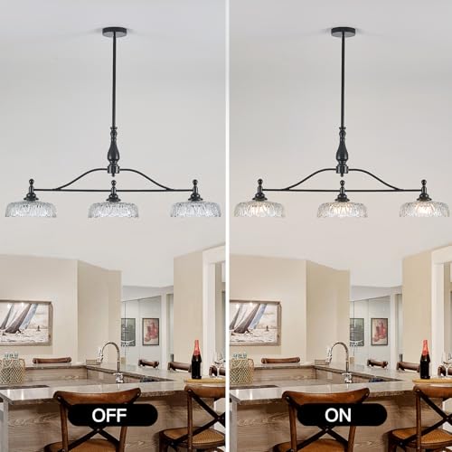 Chandeliers Pendant Light Fixture Modern Pendant Lighting Fixtures 3 Lights Chandelier Matte Black Kitchen Glass Hanging Lamp for Island Dining Room Living Room