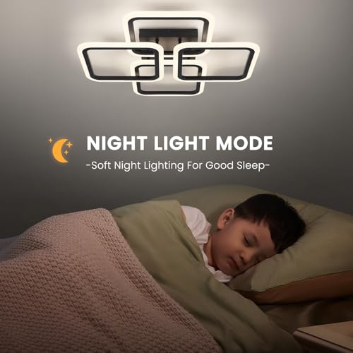 23.6inch Modern LED Ceiling Light 50W Dimmable Ceiling Lamp with Remote Control Square LED Flush Mount Ceiling Light Dining Room