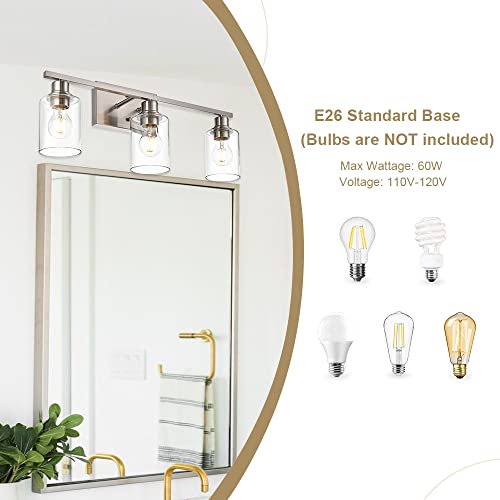 Metal Brushed Nickel 3 Lights Wall Light