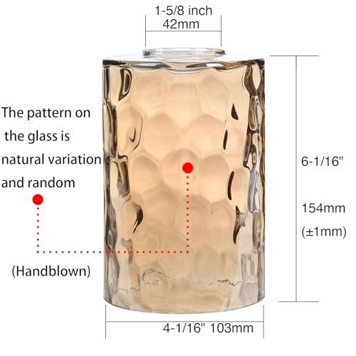 3 Pack Amber Hammered Water Ripple Glass Shade Replacement (3 Count)