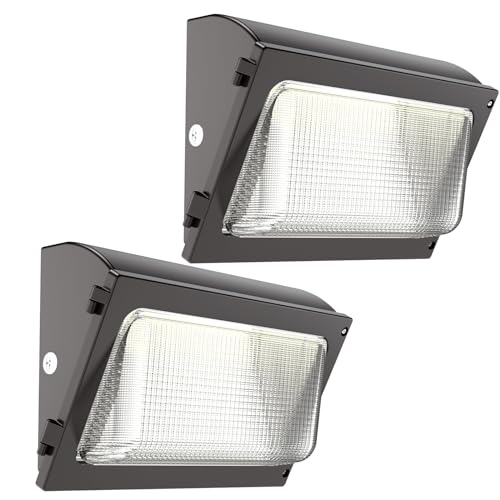 LED Wall Pack Light 120W 2Packs with Dusk to Dawn Photocell and Glass Lens LED Security Flood Commercial and Industrial Outdoor LED Wall Lights Out Door for House Warehouses UL Listed (2 Count)